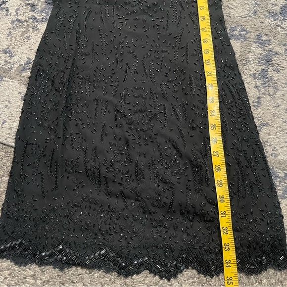 VINTAGE ESCADA COUTURE Black 100% Silk Beaded Mini Dress Size 34 USA XS - Picture 12 of 13